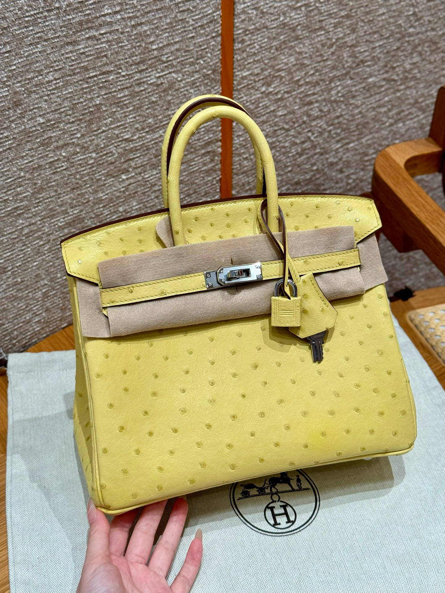 에르메스 Hermes Birkin 25cm KK ostrich 9R Lime/silver
