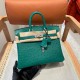 에르메스 Hermes Birkin 25cm KK ostrich Brilliant Green SF/silver
