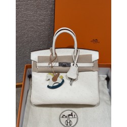 에르메스 Hermes Birkin 25cm KK ostrich i2 nata and N5 Cassis/silver
