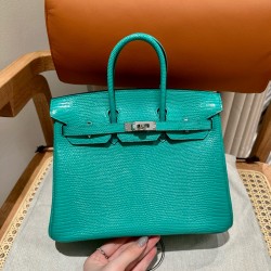 에르메스 Hermes Birkin 25cm Lizard U1 Vert Verone/silver