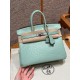 에르메스 Hermes Birkin 25cm Matte Alligator 6W Menthe/silver