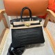 에르메스 Hermes Birkin 25cm Matte Alligator 89 Noir/gold
