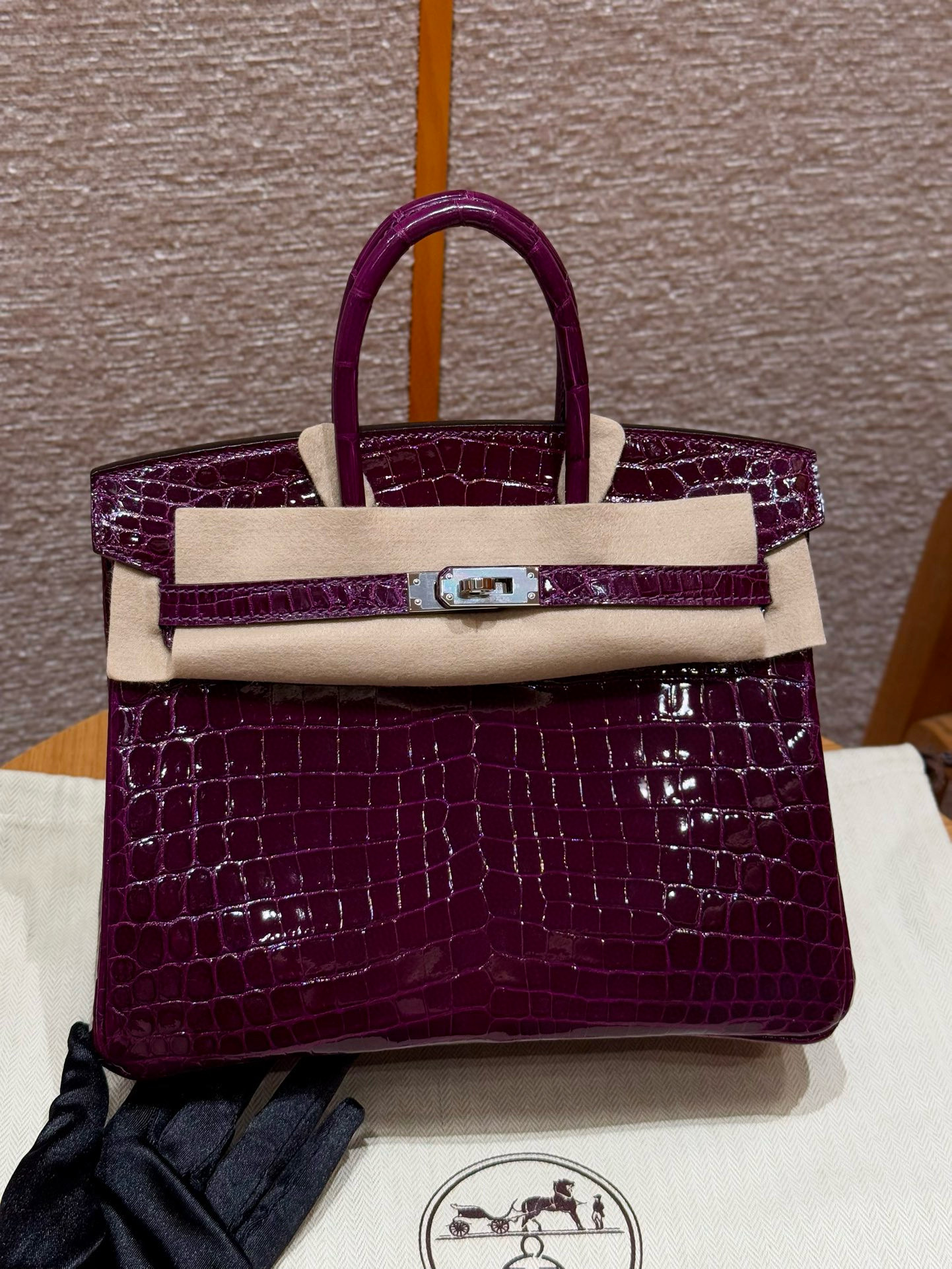 에르메스 Hermes Birkin 25cm Niloticus N5 Cassis/silver