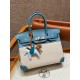 에르메스 Hermes Birkin 30cm Canvas and Swift 75 Blue Jean/silver