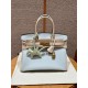 에르메스 Hermes Birkin 30cm Chèvre T0 Blue Brume and i2 Nata/gold