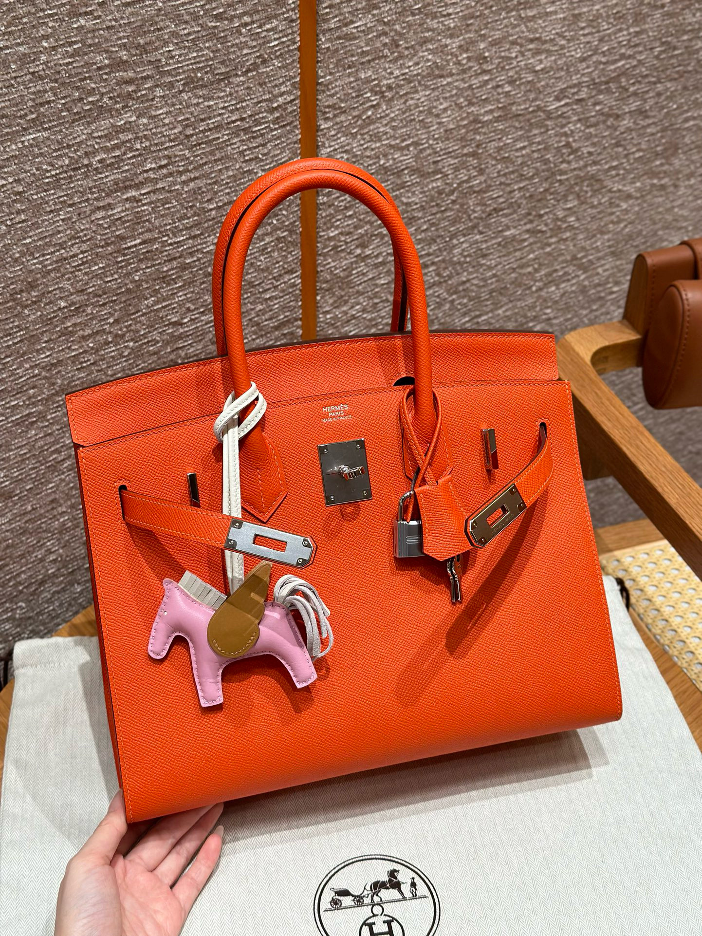 에르메스 Hermes Birkin 30cm Epsom 8V Orange poppy/silver
