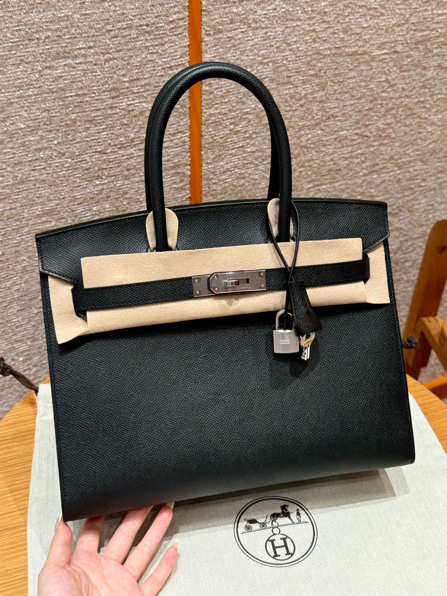 에르메스 Hermes Birkin 30cm Epsom sellier 89 Noir/silver