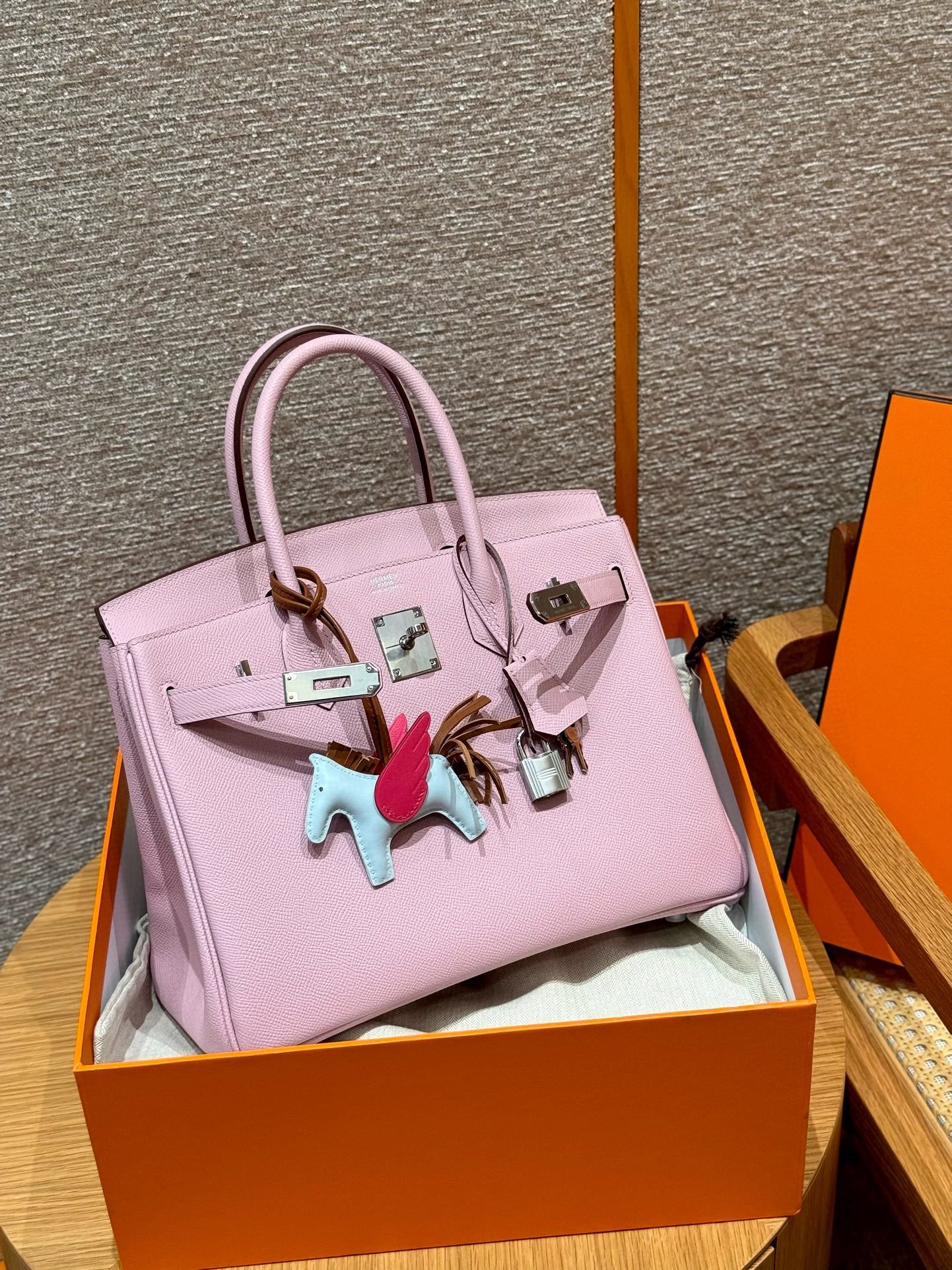 에르메스 Hermes Birkin 30cm Epsom X9 Mauve/silver