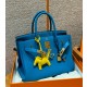 에르메스 Hermes Birkin 30cm Togo 0F Blue Frida/gold