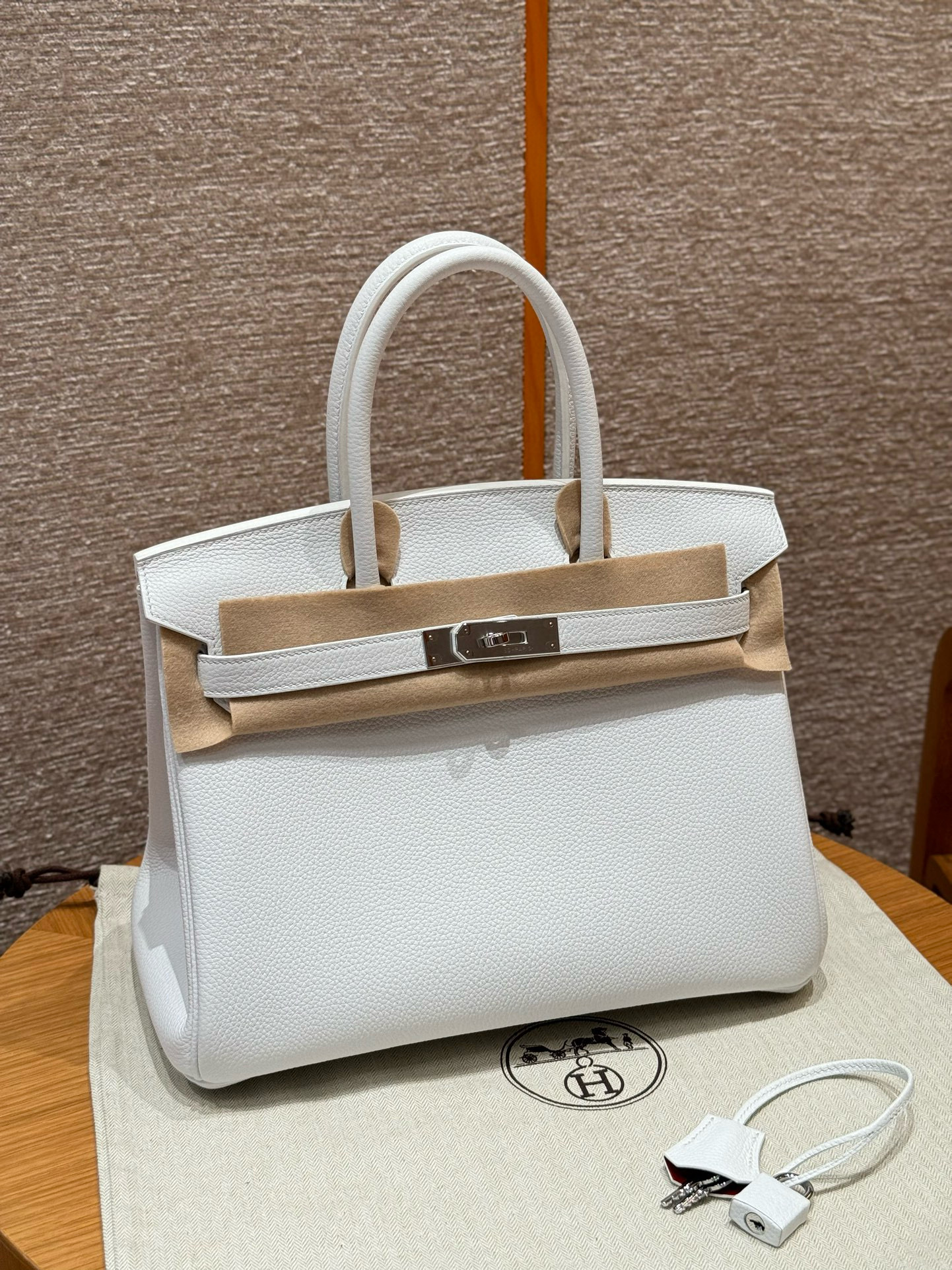 에르메스 Hermes Birkin 30cm Togo 01 Blanc and 8V Orange poppy/silver