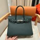 에르메스 Hermes Birkin 30cm Togo 1T Vert Tien/silver