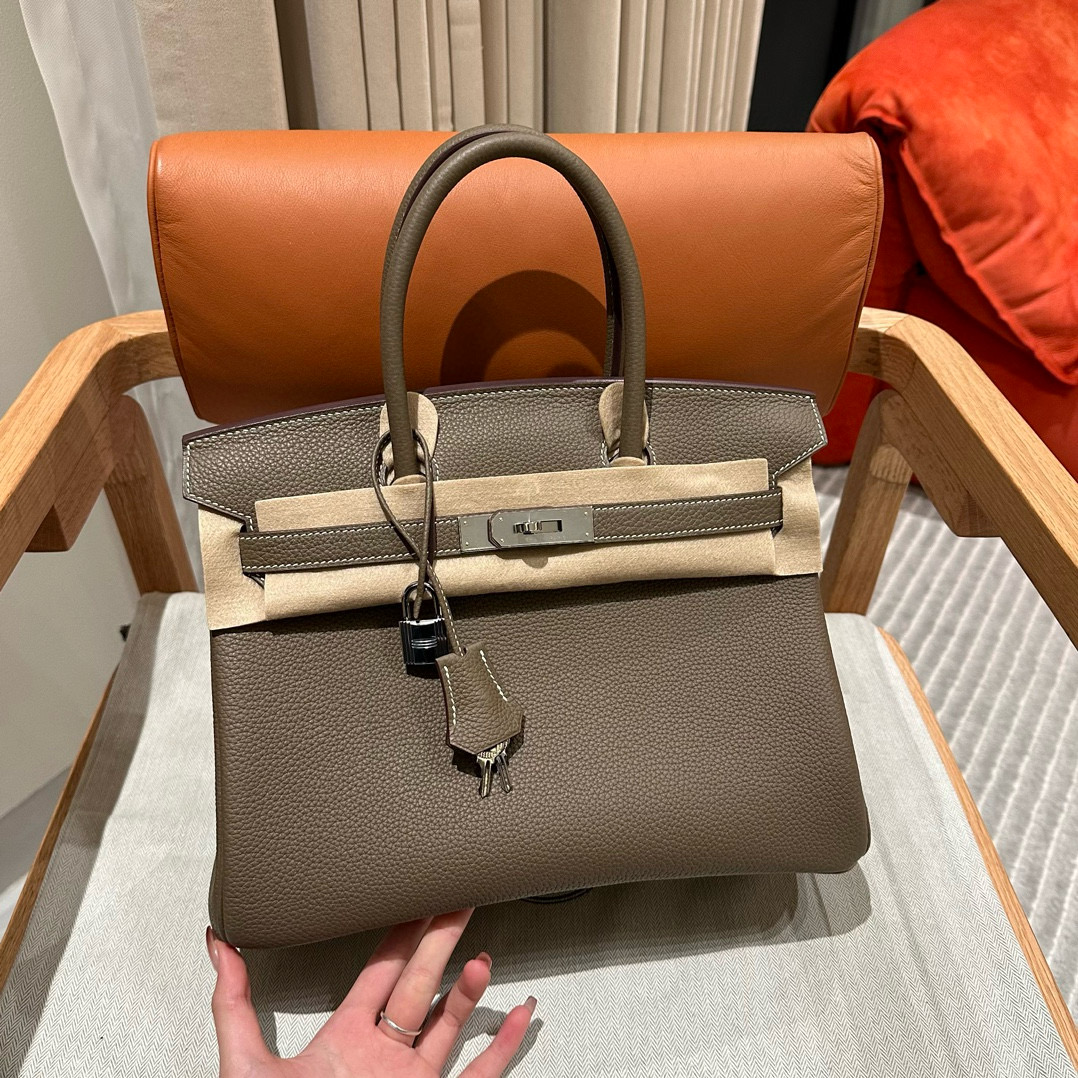 에르메스 Hermes Birkin 30cm Togo 18 Etoupe/silver