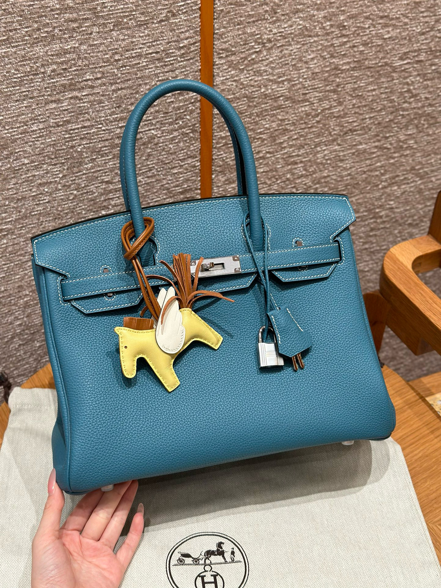 에르메스 Hermes Birkin 30cm Togo 75 Blue Jean/silver