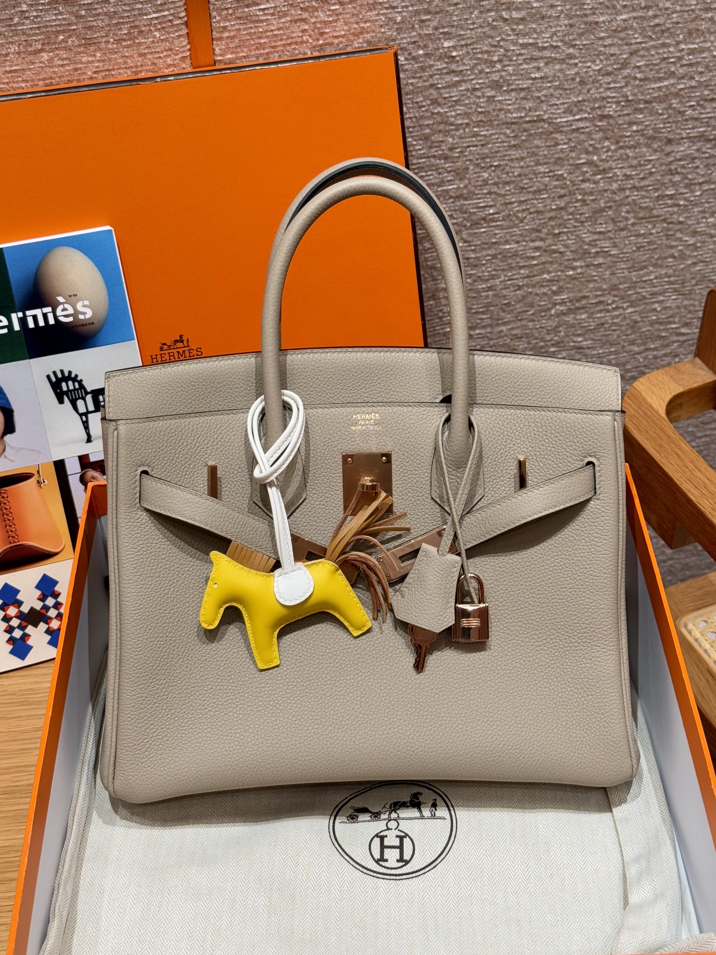에르메스 Hermes Birkin 30cm Togo 81 Girs Tourterlle/Rose gold