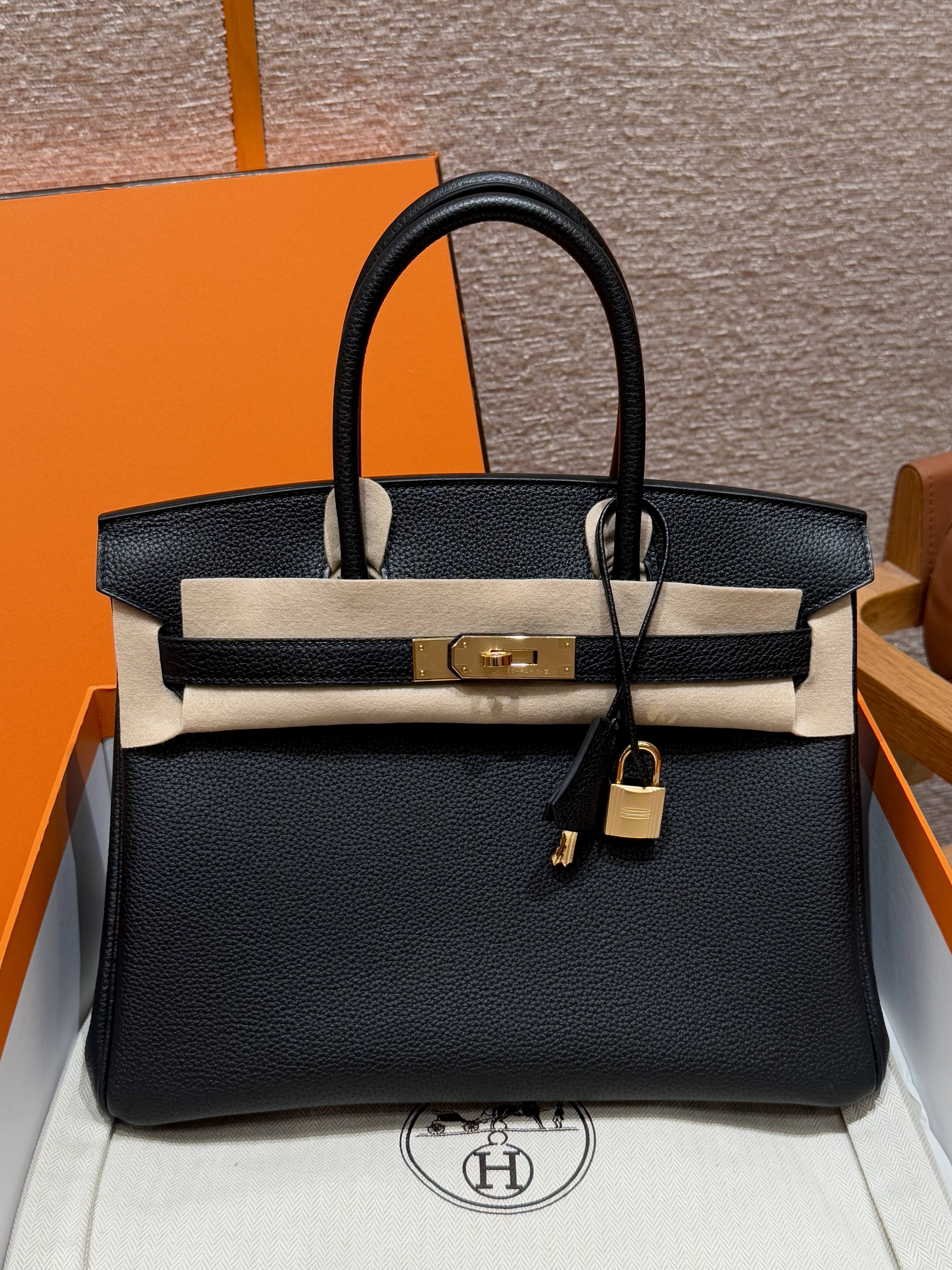 에르메스 Hermes Birkin 30cm Togo 89 Noir/gold
