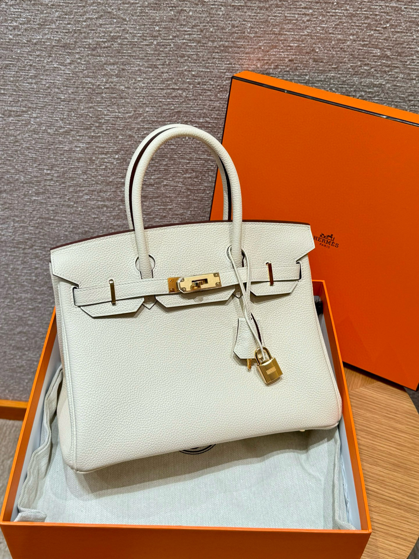 에르메스 Hermes Birkin 30cm Togo i2 Nata/gold