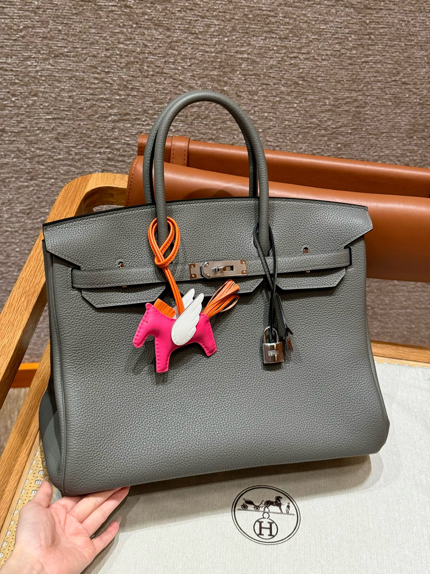 에르메스 Hermes Birkin 35cm Togo 0L Gris Mryer/silver