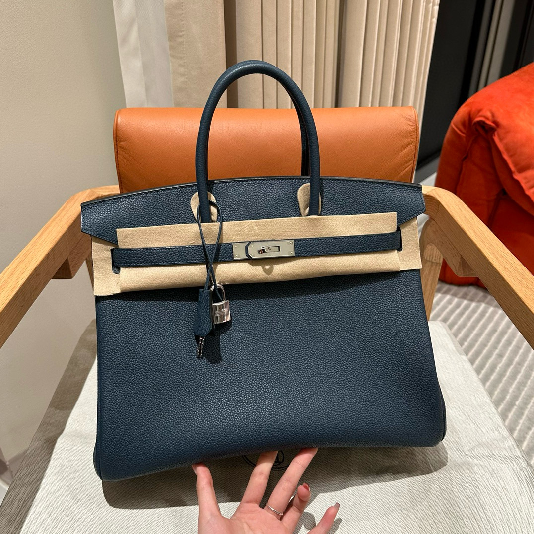 에르메스 Hermes Birkin 35cm Togo 7P Blue de presse/silver