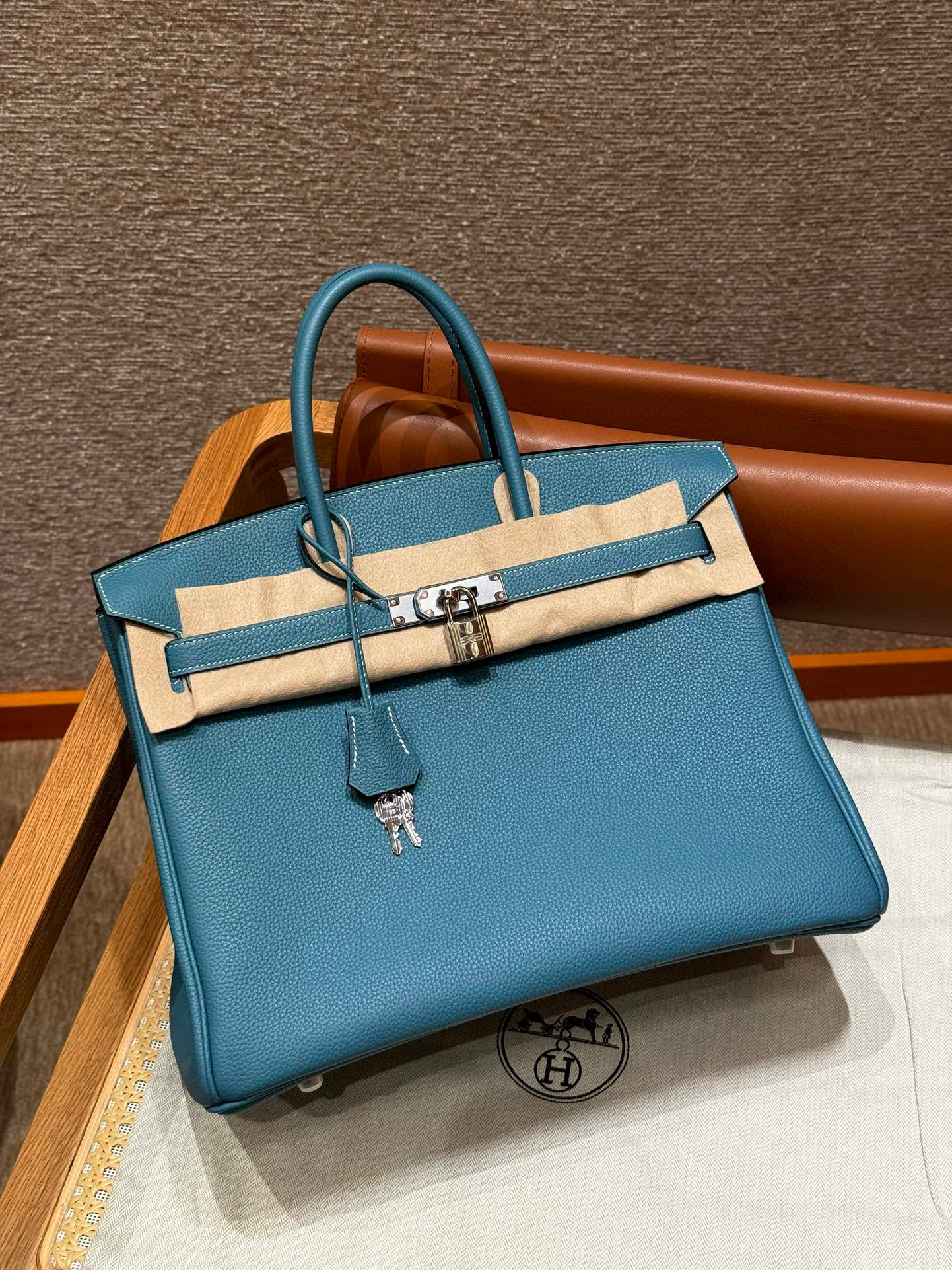 에르메스 Hermes Birkin 35cm Togo 75 Blue Jean/silver