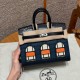 에르메스 Hermes Birkin Faubourg Touch 20cm Epsom and Matte Alligator 2Z Blue nuit and 89 Noir/silver