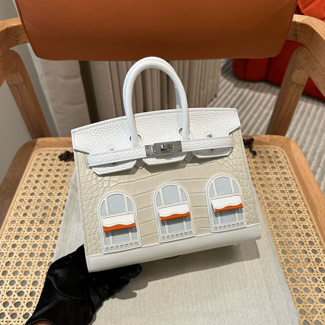 에르메스 Hermes Birkin Faubourg Touch 20cm Alligator 8L Beton/silver