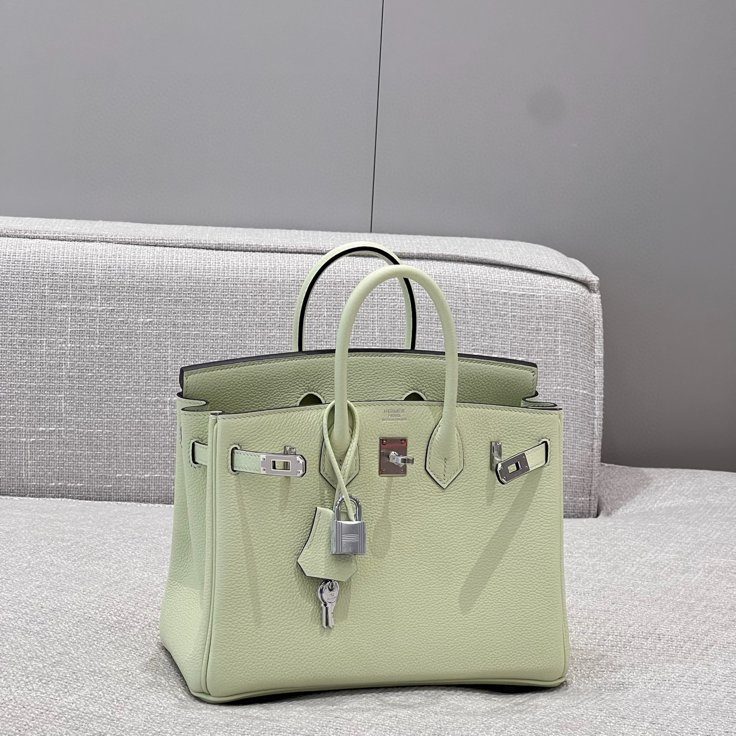 에르메스 Hermes Brikin 25cm Germany Leather 0S Vert Fizz/silver