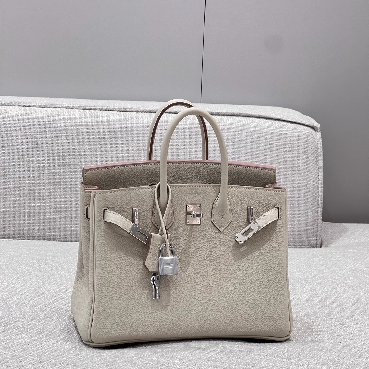 에르메스 Hermes Brikin 25cm Germany Leather 8L beton/silver