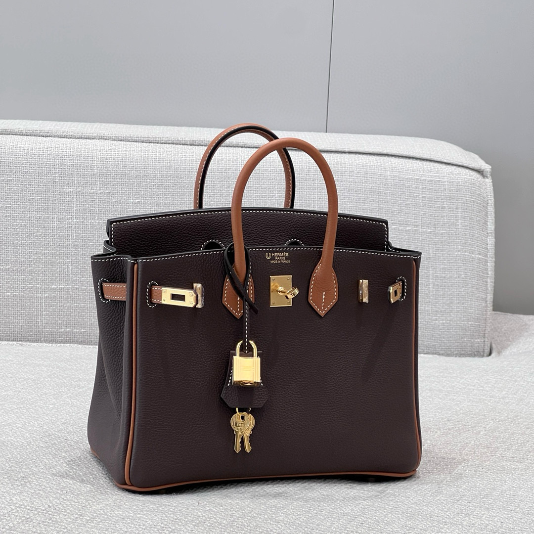 에르메스 Hermes Brikin 25cm Germany Leather 46 Ebene and 37 Gold/gold