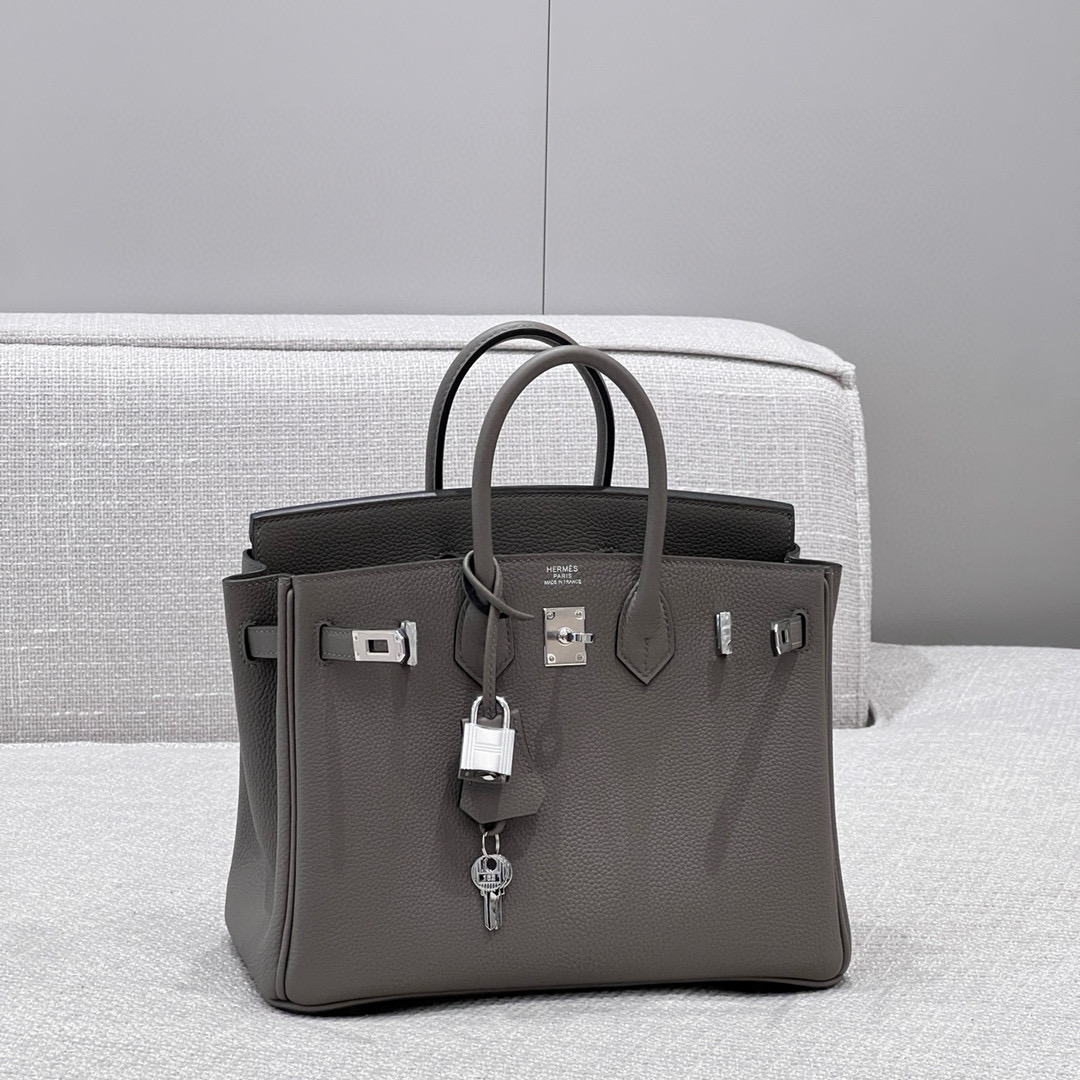 에르메스 Hermes Brikin 25cm Togo 0L Girs Meyer/silver
