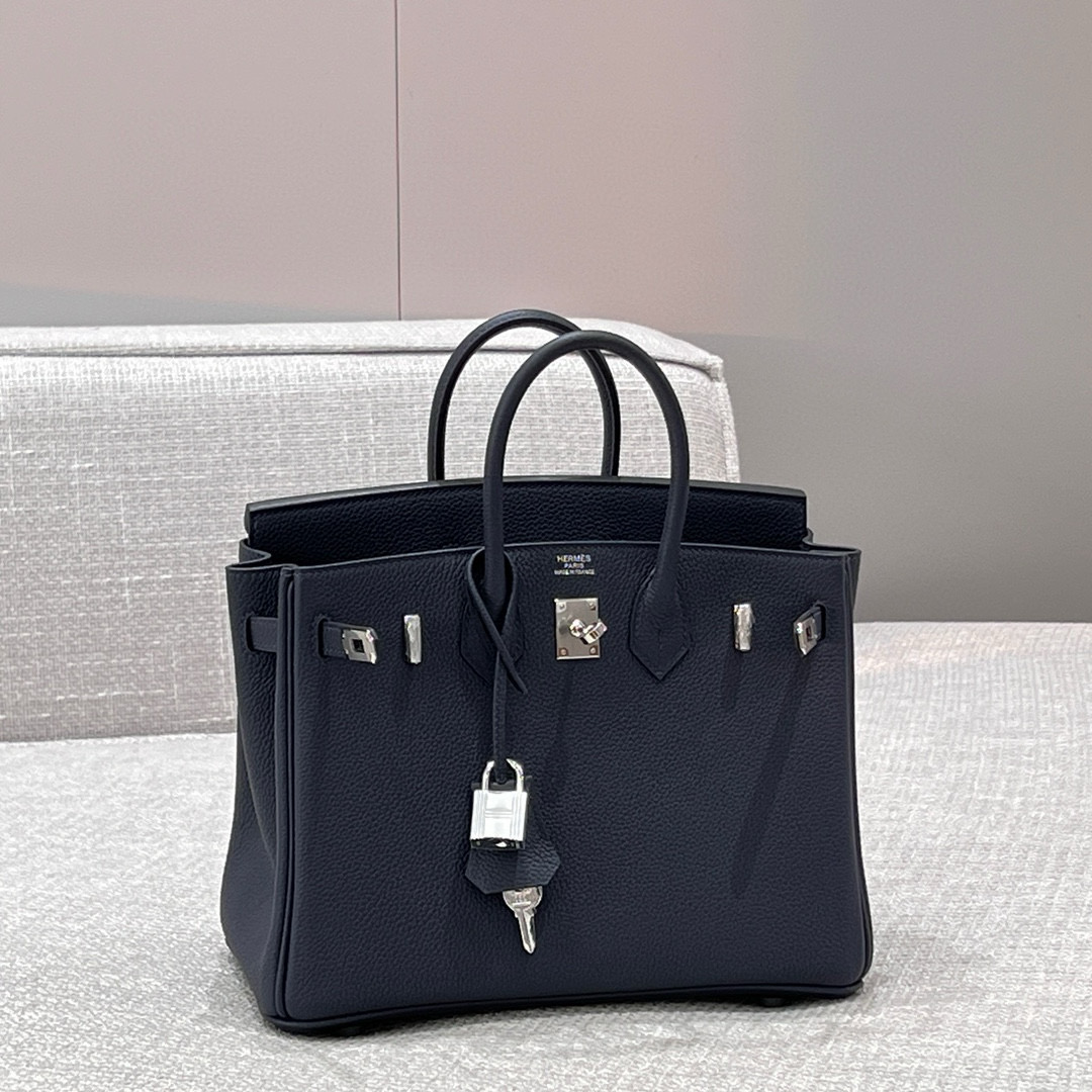 에르메스 Hermes Brikin 25cm Togo 2Z Blue niut/silver