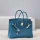 에르메스 Hermes Brikin 30cm Germany Leather 75 Blue Jean/silver