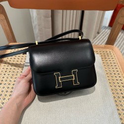 에르메스 Hermes Constance 19cm Box 89 Noir/gold