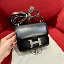 에르메스 Hermes Constance 19cm Box 89 Noir/silver