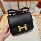 에르메스 Hermes Constance 19cm chèvre 89 Noir/gold