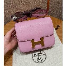 에르메스 Hermes Constance 19cm chèvre X9 Mauve/gold