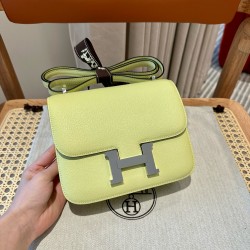 에르메스 Hermes Constance 19cm chèvre Y6 Vert Absinthe/silver