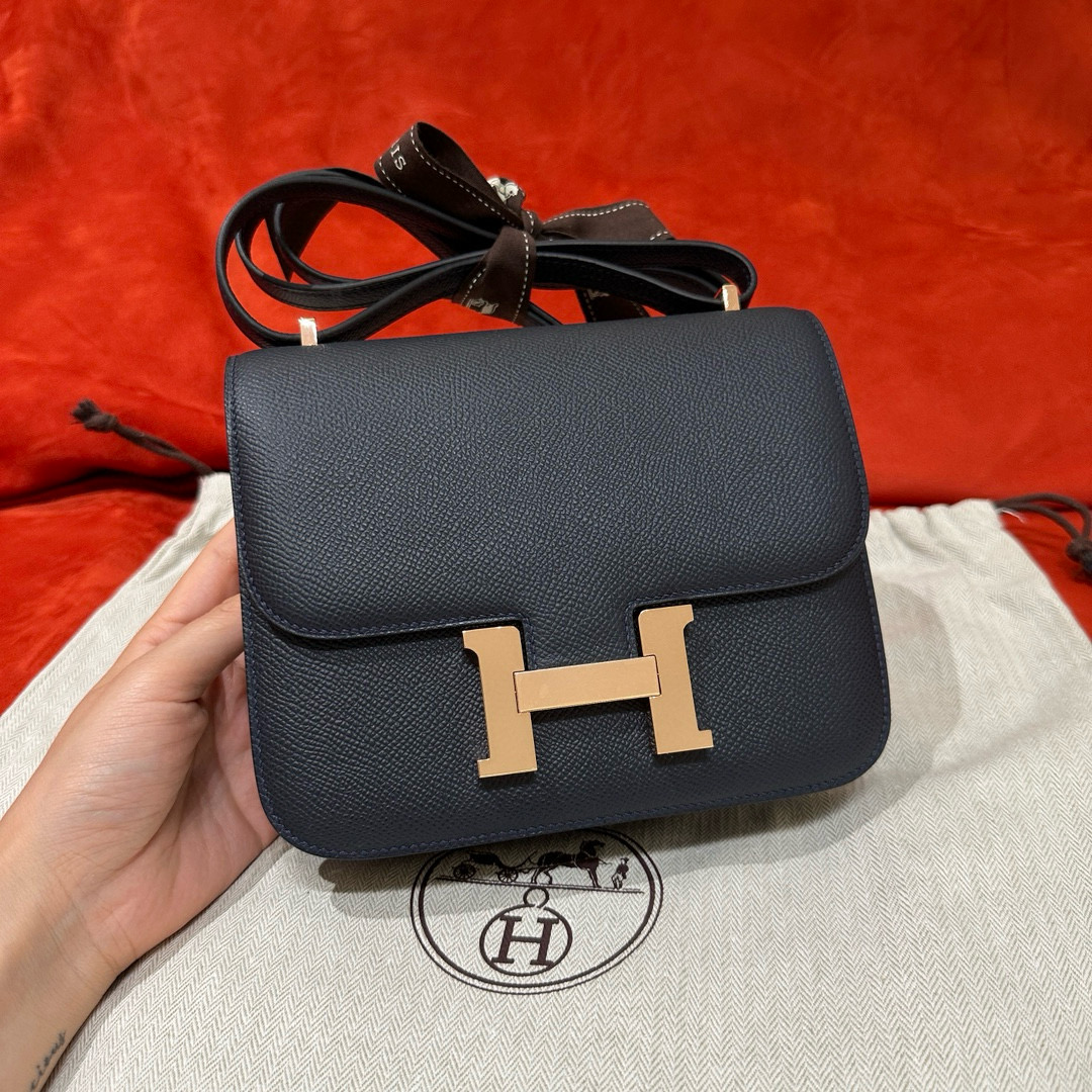 에르메스 Hermes Constance 19cm Epsom 2Z Blue nuit/Rose gold