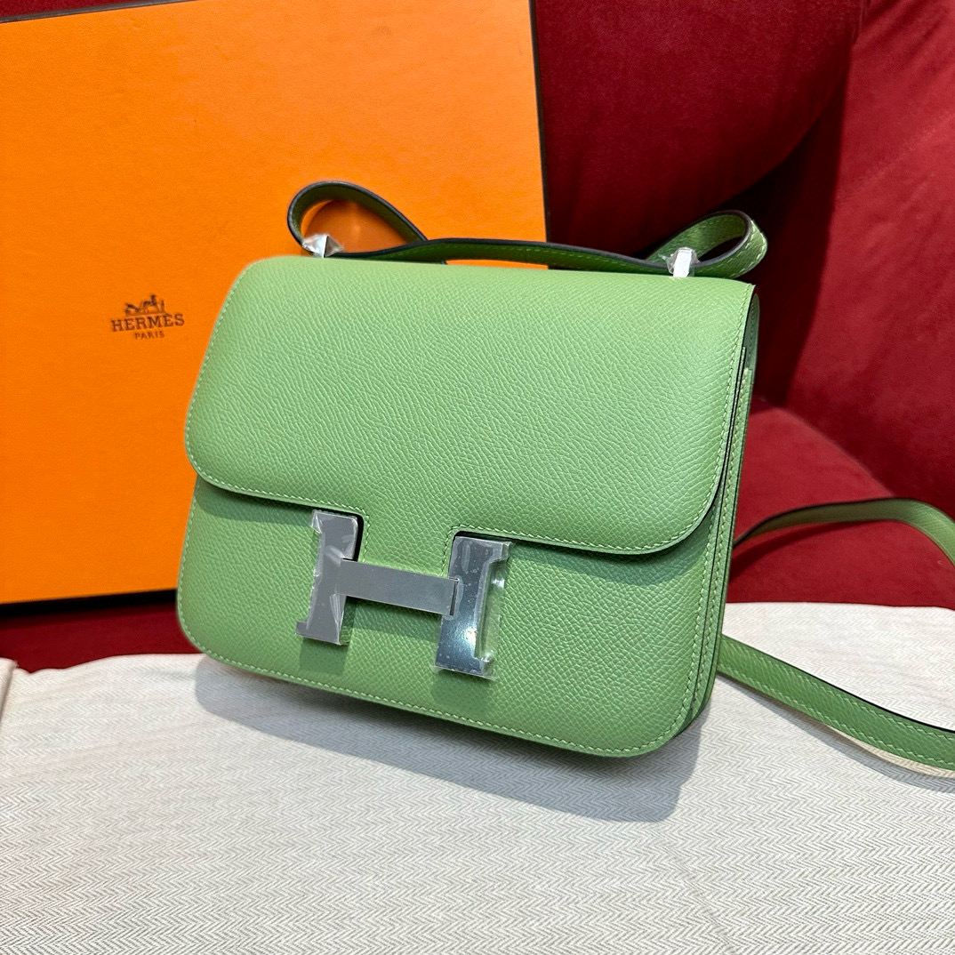 에르메스 Hermes Constance 19cm Epsom 3i Vert Criquent/silver