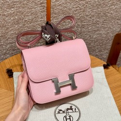 에르메스 Hermes Constance 19cm Epsom 3Q Rose sakure/silver