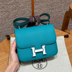 에르메스 Hermes Constance 19cm Epsom 7F Blue paon/silver