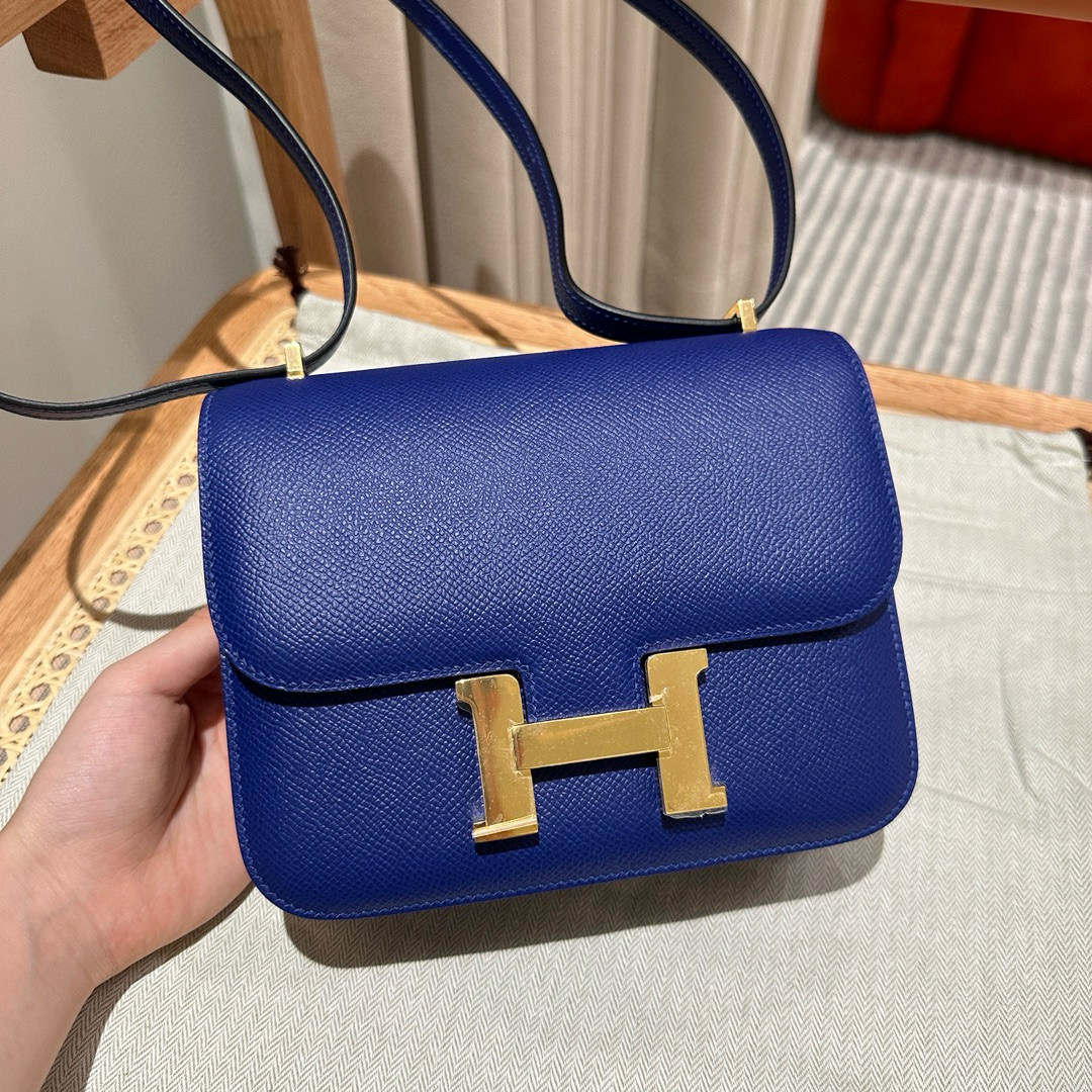 에르메스 Hermes Constance 19cm Epsom 7T Blue electric/gold