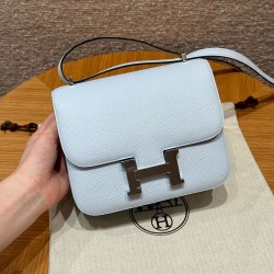 에르메스 Hermes Constance 19cm Epsom 08 Blue pale/silver