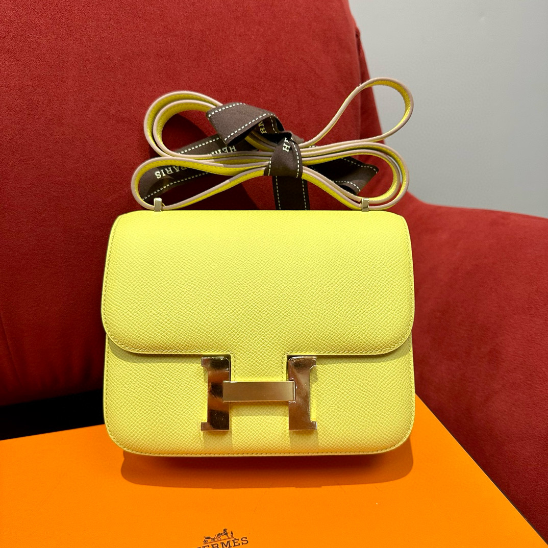 에르메스 Hermes Constance 19cm Epsom 9R Lime/gold