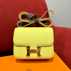 에르메스 Hermes Constance 19cm Epsom 9R Lime/gold