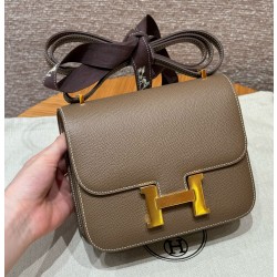 에르메스 Hermes Constance 19cm Epsom 18 Etoupe/gold