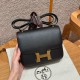 에르메스 Hermes Constance 19cm Epsom 89 Noir and i6 Rose extreme/gold