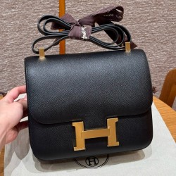 에르메스 Hermes Constance 19cm Epsom 89 Noir/gold