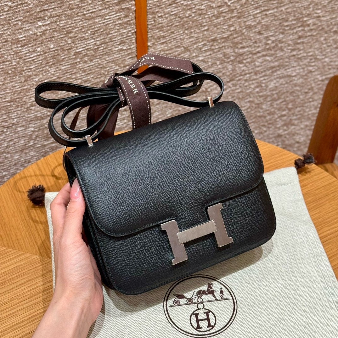 에르메스 Hermes Constance 19cm Epsom 89 Noir/silver