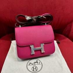 에르메스 Hermes Constance 19cm Epsom L3 Rose Purple/silver