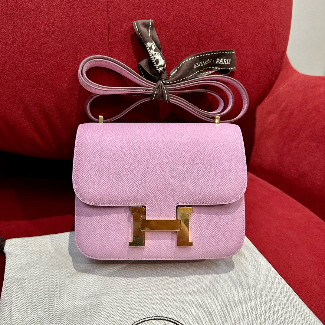 에르메스 Hermes Constance 19cm Epsom X9 mauve/gold